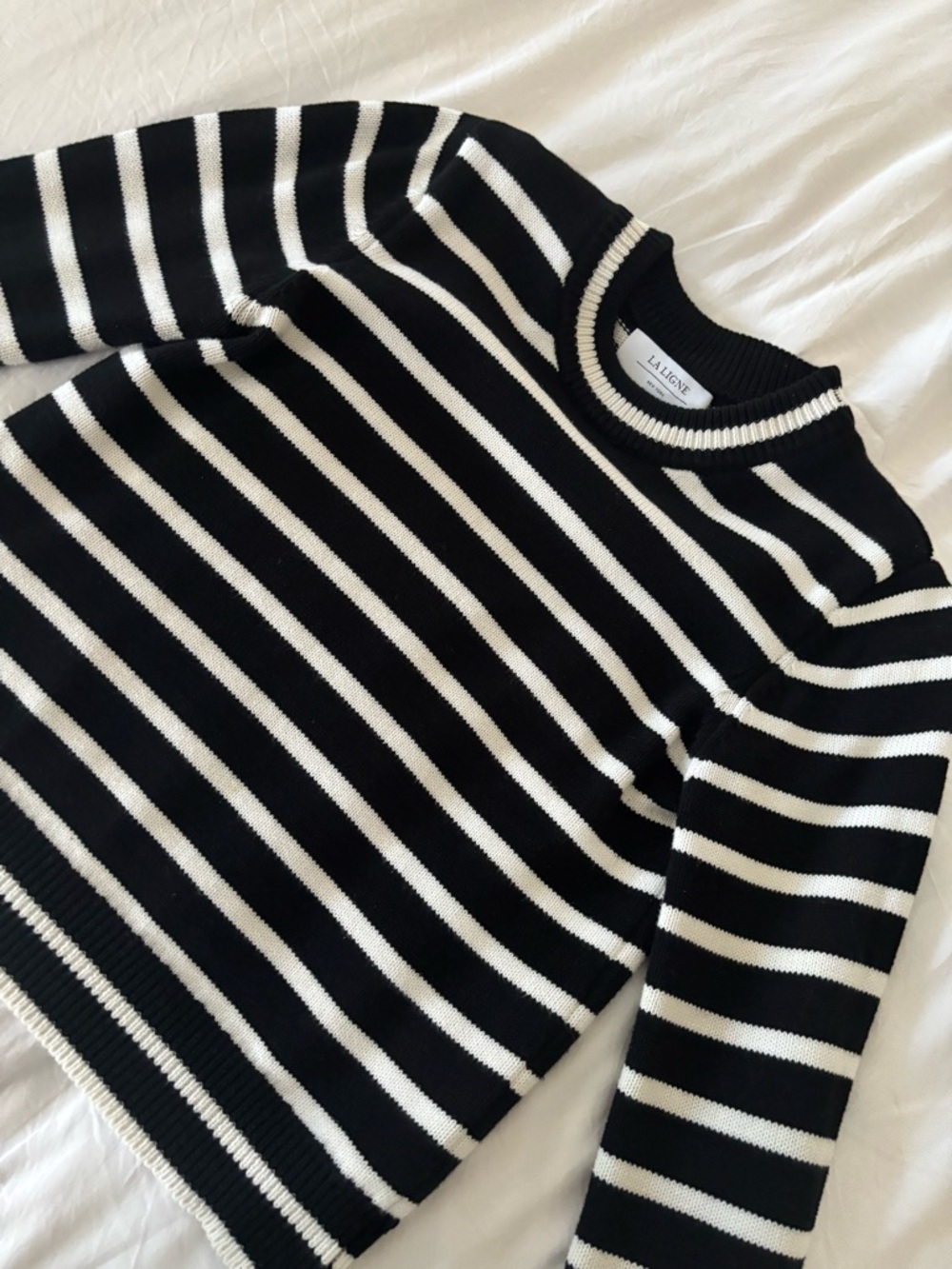 La Ligne Cotton Black & White Striped sweater